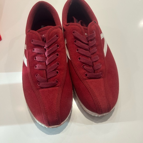 Tretorn Red Canvas Sneakers with White Accents - Picture 2 of 6